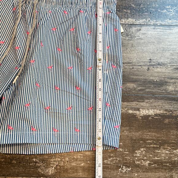 Rainforest Stripe Flamingo Print Seersucker 7" Swim Trunks Mens Size‎ Small NWT - Picture 12 of 14